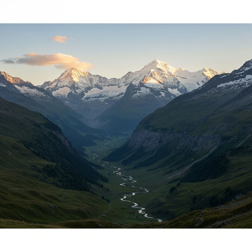 Schweizer Alpenpanorama - Schneegipfel und Alpental