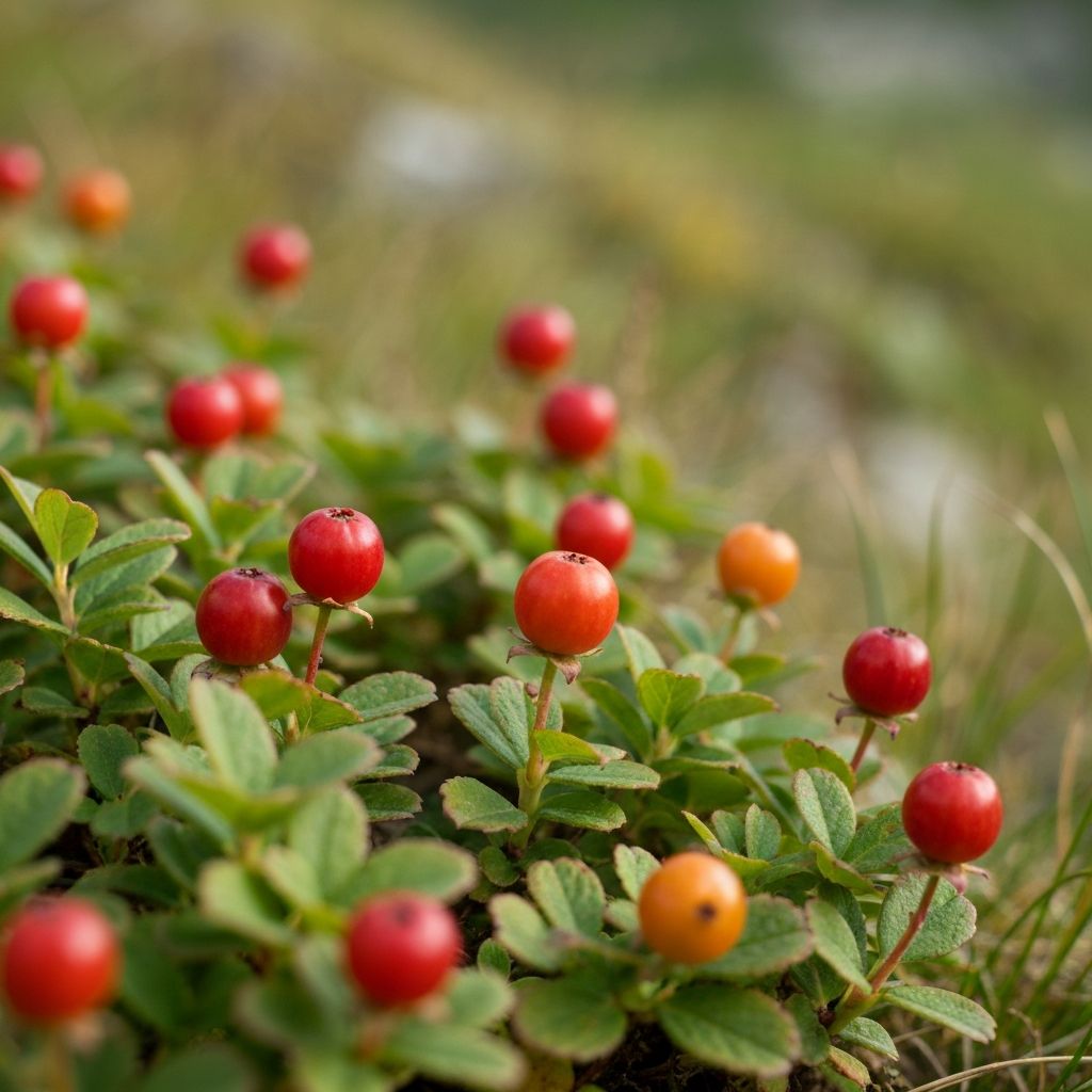 Wilde alpine Beeren wachsend auf Schweizer Berghängen